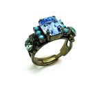 Mariana Ring Rectungle Shape Light Blue & Green Crystal Swarovski - Image 3