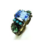 Mariana Ring Rectungle Shape Light Blue & Green Crystal Swarovski - Image 2
