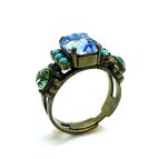 Mariana Ring Rectungle Shape Light Blue & Green Crystal Swarovski