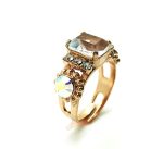 Ring By Mariana Beautiful Rectangle Quartz & Multi-color Swarovski Crystals