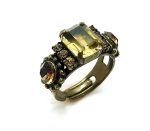Ring By Mariana Rectangle Shape Citrine & Smokey Green Swarovski Crystals - Image 2