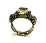 Ring By Mariana Rectangle Shape Citrine & Smokey Green Swarovski Crystals - Image 3