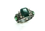 Ring By Mariana  Beautiful Rectangle Shape Jade Emerald Blue Green Swarovski Crystals - Image 2