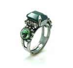 Ring By Mariana  Beautiful Rectangle Shape Jade Emerald Blue Green Swarovski Crystals