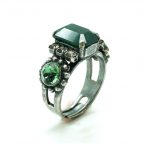 Ring By Mariana  Beautiful Rectangle Shape Jade Emerald Blue Green Swarovski Crystals