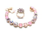 Mariana Jewelry Set Bracelet & Ring  Rose Quartz & Austrian Crystals My Treasures Coll.