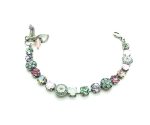 Bracelet By Mariana Woman Flower Shape Amethyst ,Pink and Opal Swarovski Crystals
