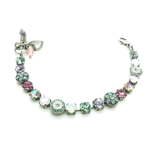 Bracelet By Mariana Woman Flower Shape Amethyst ,Pink and Opal Swarovski Crystals
