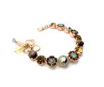 Bracelet By Mariana Woman Beautiful Flower Shape Light Blue and Bronze Swarovski Crystals - Image 2