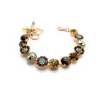 Bracelet By Mariana Woman Beautiful Flower Shape Light Blue and Bronze Swarovski Crystals