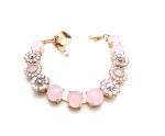 Bracelet By Mariana Woman Rose Quartz Flower Shape and Light Pink Swarovski Crystals