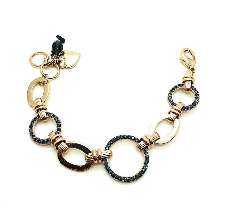 B-4083-1-207207-RG (6) Bracelet By Mariana My Treasures Coll. Beautiful Circle Montana Blue Swarovski Crystals - Image 1