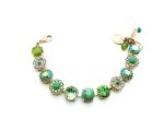 Bracelet By Mariana Woman Beautiful Flower Peridot, Apple Green and AB Swarovski Crystals