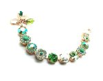 Bracelet By Mariana My Treasures Coll. Beautiful Flower Green and Pearl Swarovski Crystals - Image 3