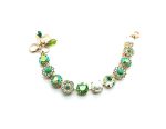 Bracelet By Mariana My Treasures Coll. Beautiful Flower Green and Pearl Swarovski Crystals