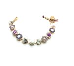 Bracelet By Mariana Woman Beautiful Purple and Pearl Flower Shape Swarovski Crystals