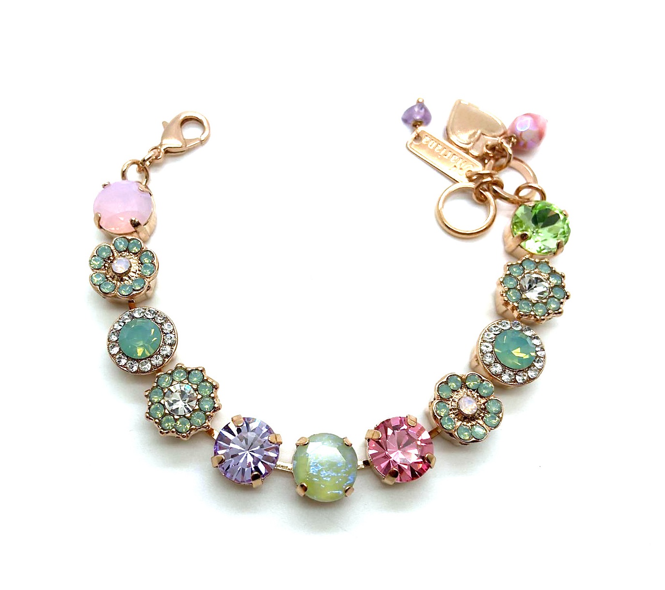 B-4084-1063-RG (3) Bracelet By Mariana Woman Beautiful Mint Green and Golden Shadow Swarovski Crystals - Image 1