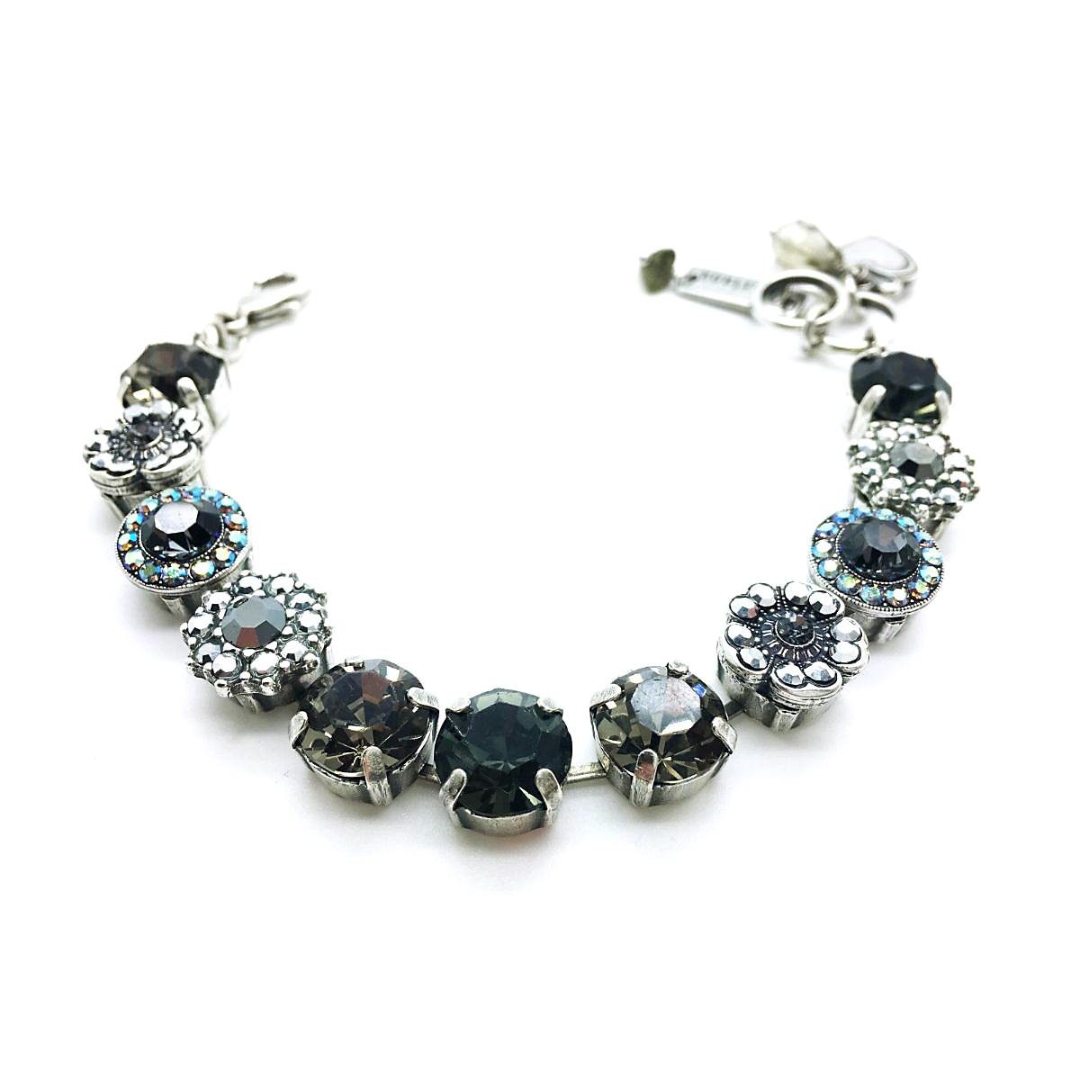 B-4084-747-SP (1) Bracelet By Mariana Woman Beautiful Grey and Black Swarovski Crystals - Image 1