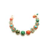 Bracelet By Mariana Woman Beautiful Turquoise and Orange Swarovski Crystals