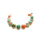 Bracelet By Mariana Woman Beautiful Turquoise and Orange Swarovski Crystals - Image 2