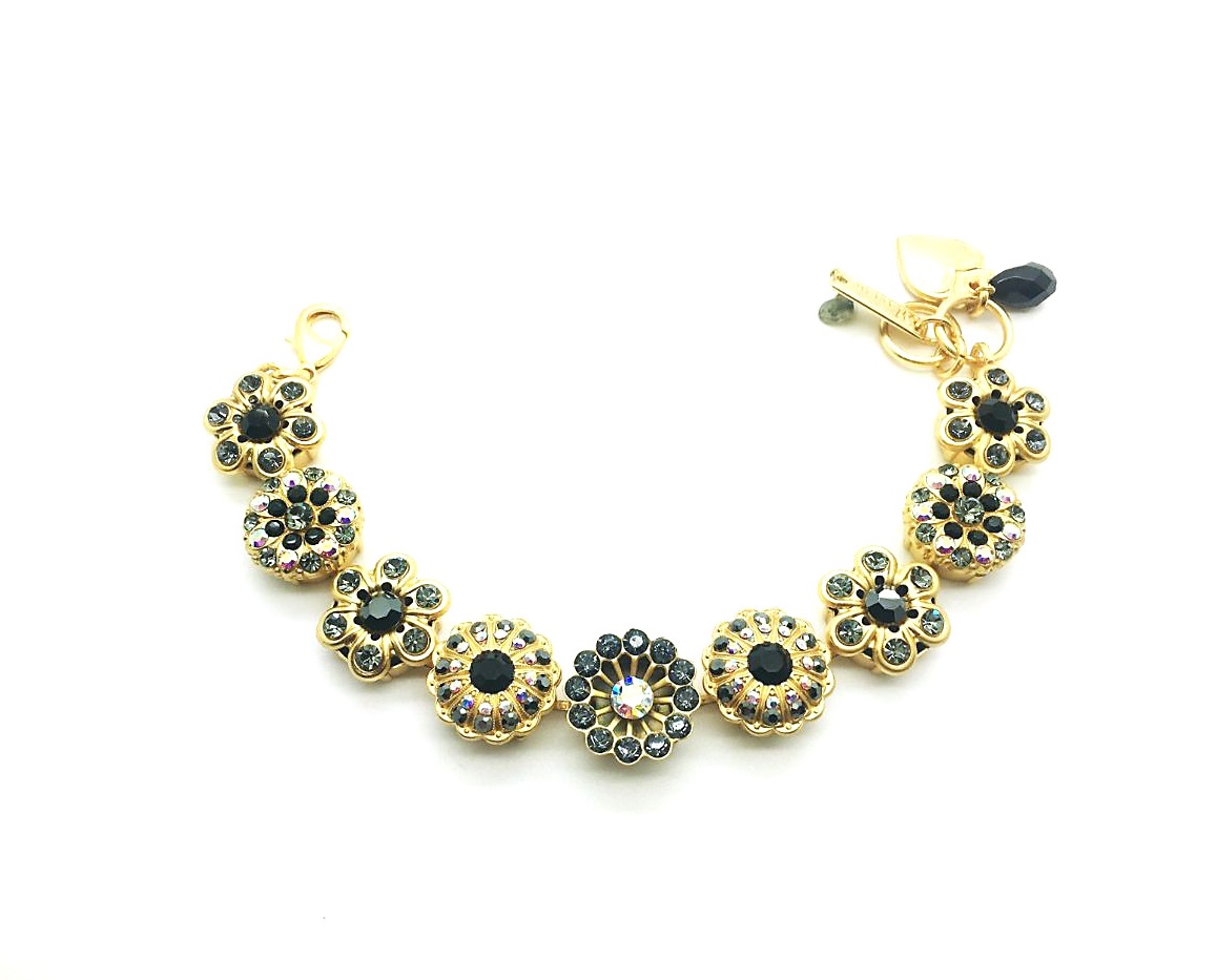 B-4138-1094-MY (2) Bracelet By Mariana My treasures Coll. Beautiful Black and Cherry Turquoise Swarovski Crystals - Image 1