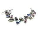 Bracelet By Mariana My Treasures Coll. Beautiful Leaf Blue and Purple Swarovski Crystals - Image 3