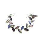 Bracelet By Mariana My Treasures Coll. Beautiful Leaf Blue and Purple Swarovski Crystals