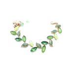 Bracelet By Mariana Beautiful Leaf Amazonite Stone and Green Swarovski Crystals