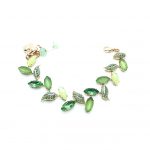 Bracelet By Mariana Beautiful Leaf Amazonite Stone and Green Swarovski Crystals