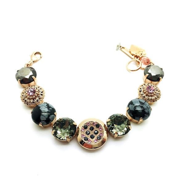 Bracelet By Mariana Woman Beautiful Snowflake Obsidian and Black Dimond Swarovski Crystals