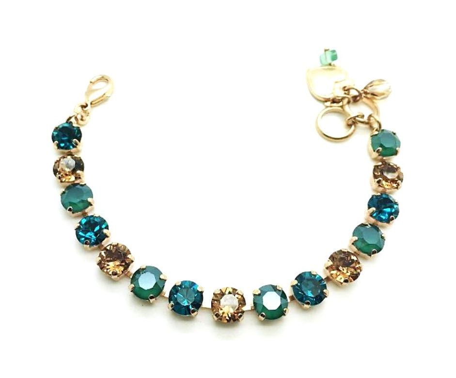 B-4252-4601-RG (2) Bracelet By Mariana Woman Beautiful Light Blue and Green Swarovski Crystals - Image 1