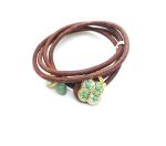 Bracelet By Mariana Woman Beautiful Leather and Flower Green Swarovski Crystals - Image 2