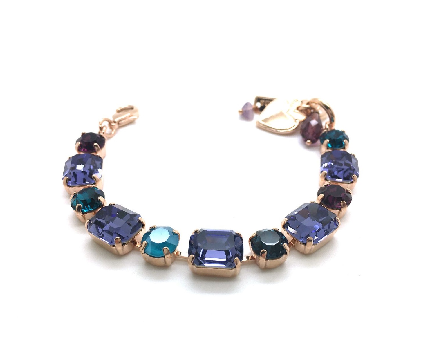 B-4320-2139-RG (3) Bracelet By Mariana Woman Glamorous Blue and Purple Swarovski Crystals - Image 1