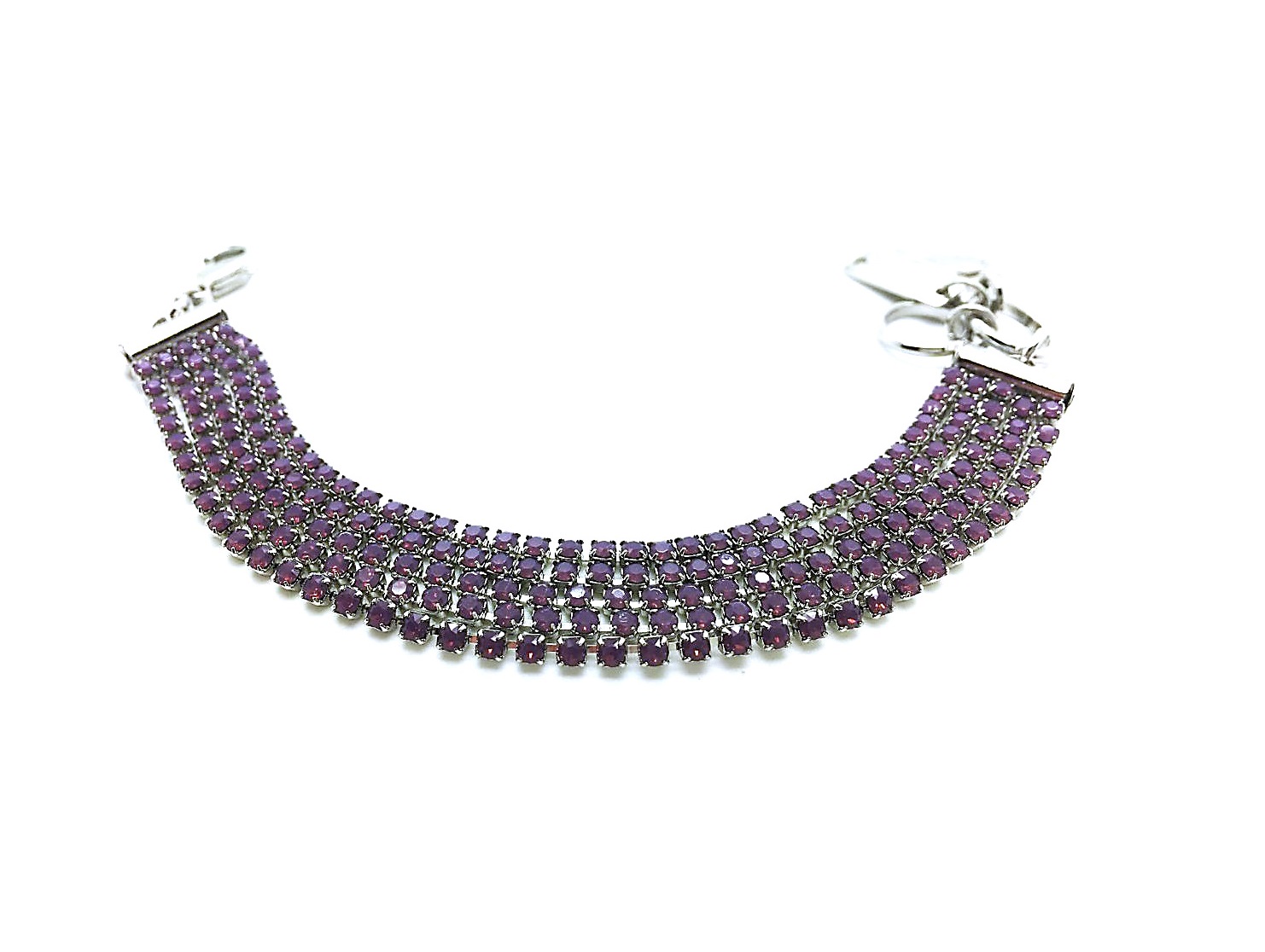 B-4518-396-SP (4) Bracelet By Mariana Inspiration Coll. Beautiful 5 Row Purple Swarovski Crystals - Image 1