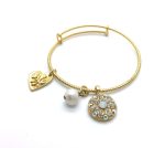 Bracelet By Mariana Woman Guardian Angel Pearl Mineral and Clear Swarovski Crystals