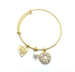 Bracelet By Mariana Woman Guardian Angel Pearl Mineral and Clear Swarovski Crystals - Image 3