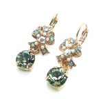 Mariana Earrings Green & Grey Austrian Crystals Casablanca Coll.