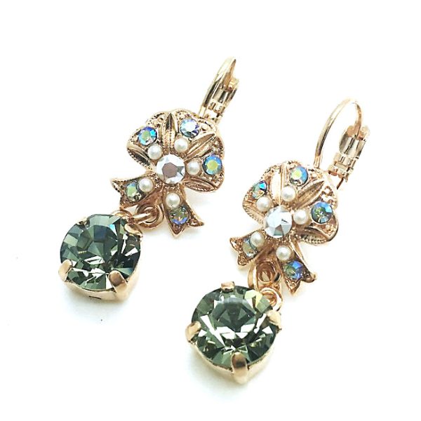 Mariana Earrings Green & Grey Austrian Crystals Casablanca Coll.