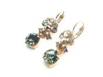 Mariana Earrings Green & Grey Austrian Crystals Casablanca Coll. - Image 2