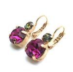 Mariana Earrings Lovely  Fuchsia Round Drop Austrian Crystal My Treasures Coll. - Image 3