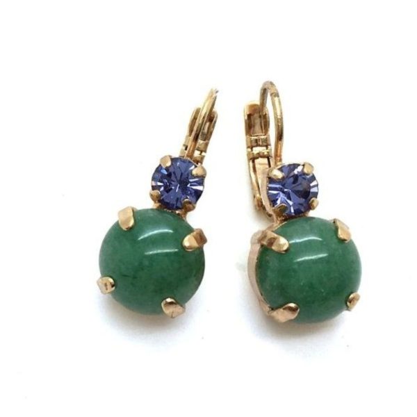 Mariana Earrings Adorable Round Drop Green Aventurine Mineral My Treasures Coll.