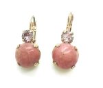 Mariana Earrings Rhodonite Mineral & Light Pink Swarovski Crystal My Treasures Coll. - Image 3