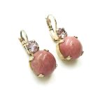 Mariana Earrings Rhodonite Mineral & Light Pink Swarovski Crystal My Treasures Coll. - Image 2