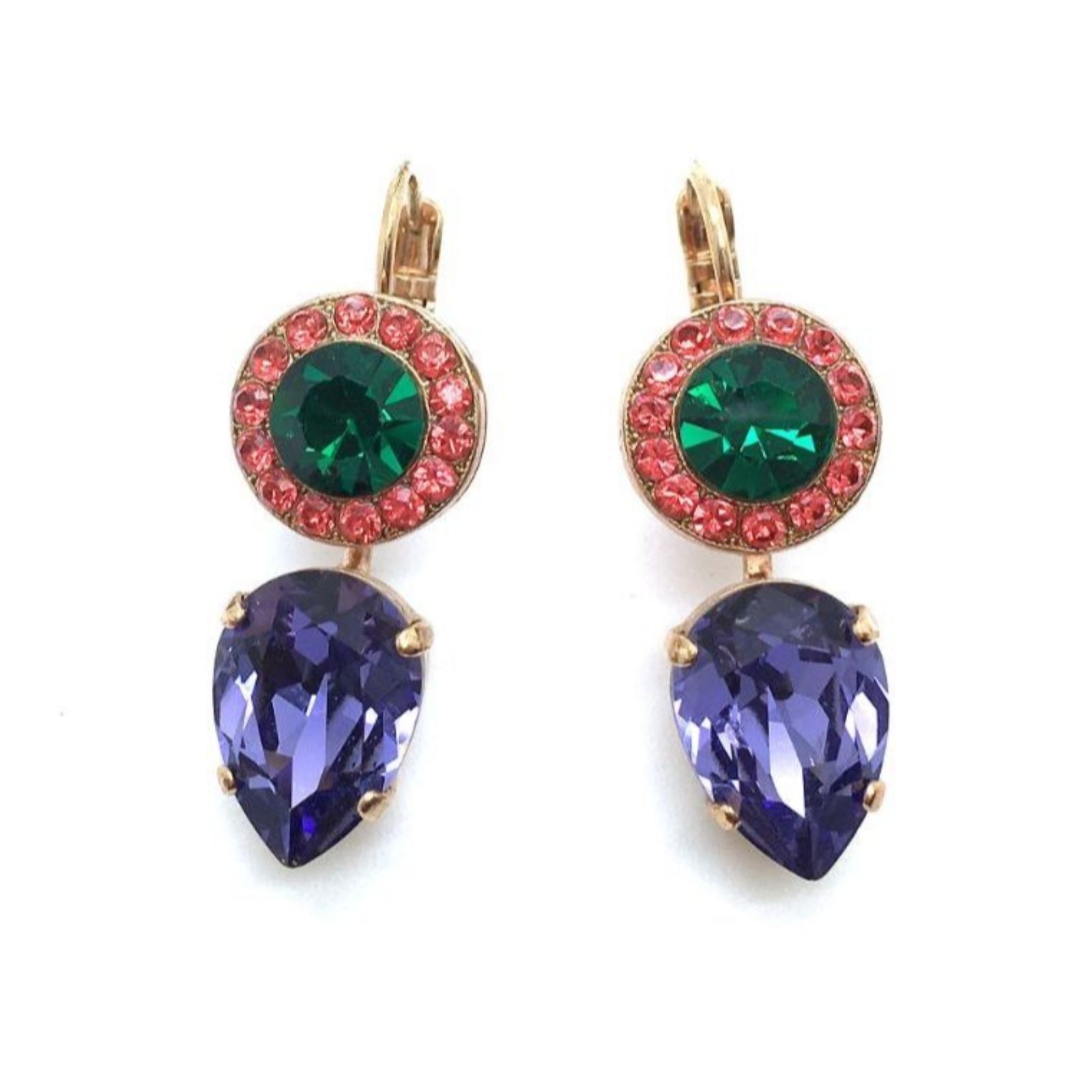 E-1040-1003-RG6 (2) Mariana Earrings Teardrop Tanzanite Crystal Swarovski Yellow Brick Road Nostalgia Coll. - Image 1