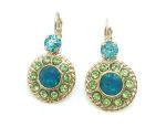 Earrings By Mariana Woman Flower Green and Blue Swarovski Crystals