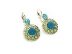 Earrings By Mariana Woman Flower Green and Blue Swarovski Crystals - Image 2