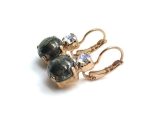 Mariana Earrings Lovely Round Drop Pyrite Mineral & Crystal Swarovski My Treasures Coll. - Image 2