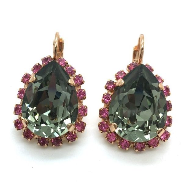 Mariana Earrings  Indian Sapphire Swarovski Crystal Pair Shape Madagascar Africa Coll.