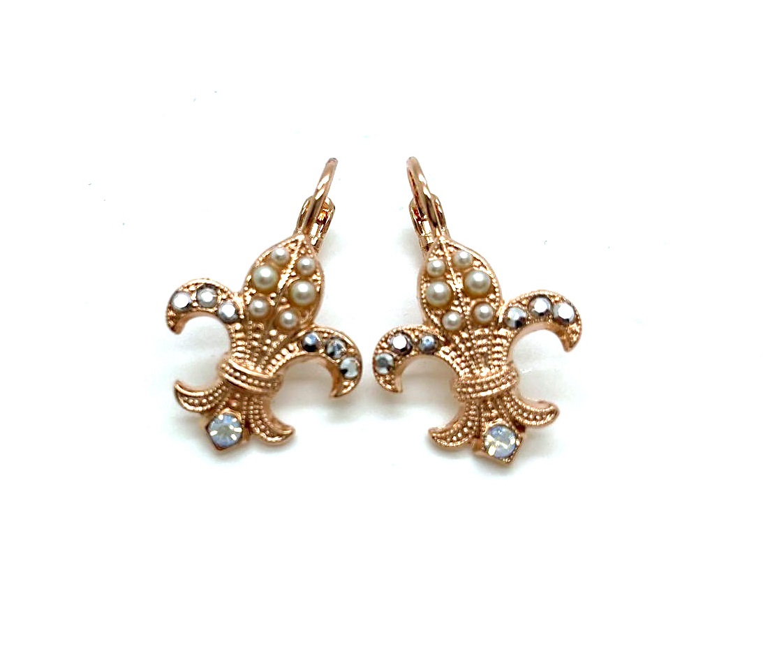 E-1108-1-1328-RG6 (3) Mariana Earrings Pearl & Silver Austrian Crystals East Meets West Coll. - Image 1