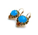 Mariana Earrings Turquoise & Orange Austrian Crystals Kokomo Songbook Coll. - Image 2